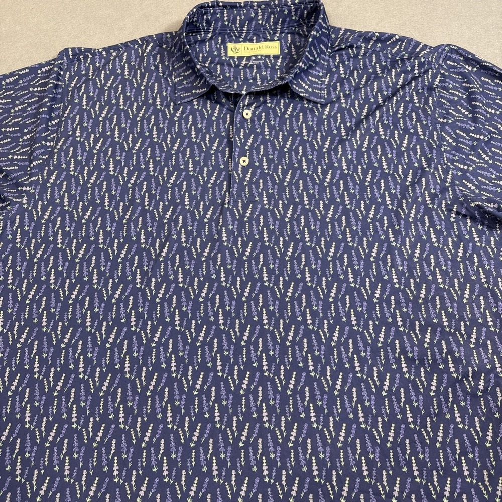 SHIRT GOLF POLO Donald Ross MENS XL NAVY SPRING Print Performance Polyester - Picture 3 of 8